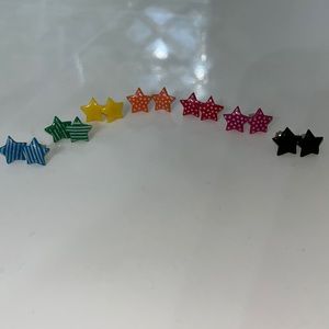 Set of 7 Star Colorful Earring Studs